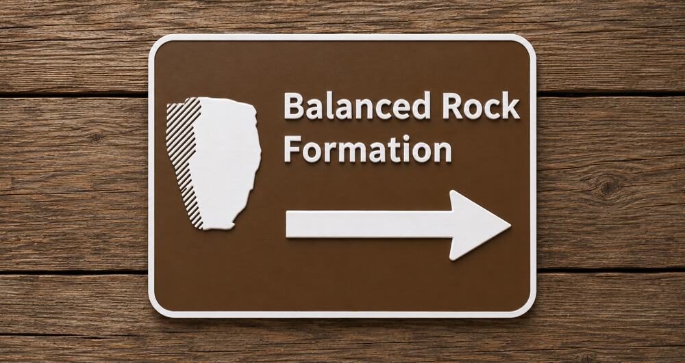 Balanced Rock Formation Sign Ice Age Trail Devils Lake State Park Wisconsin Hike